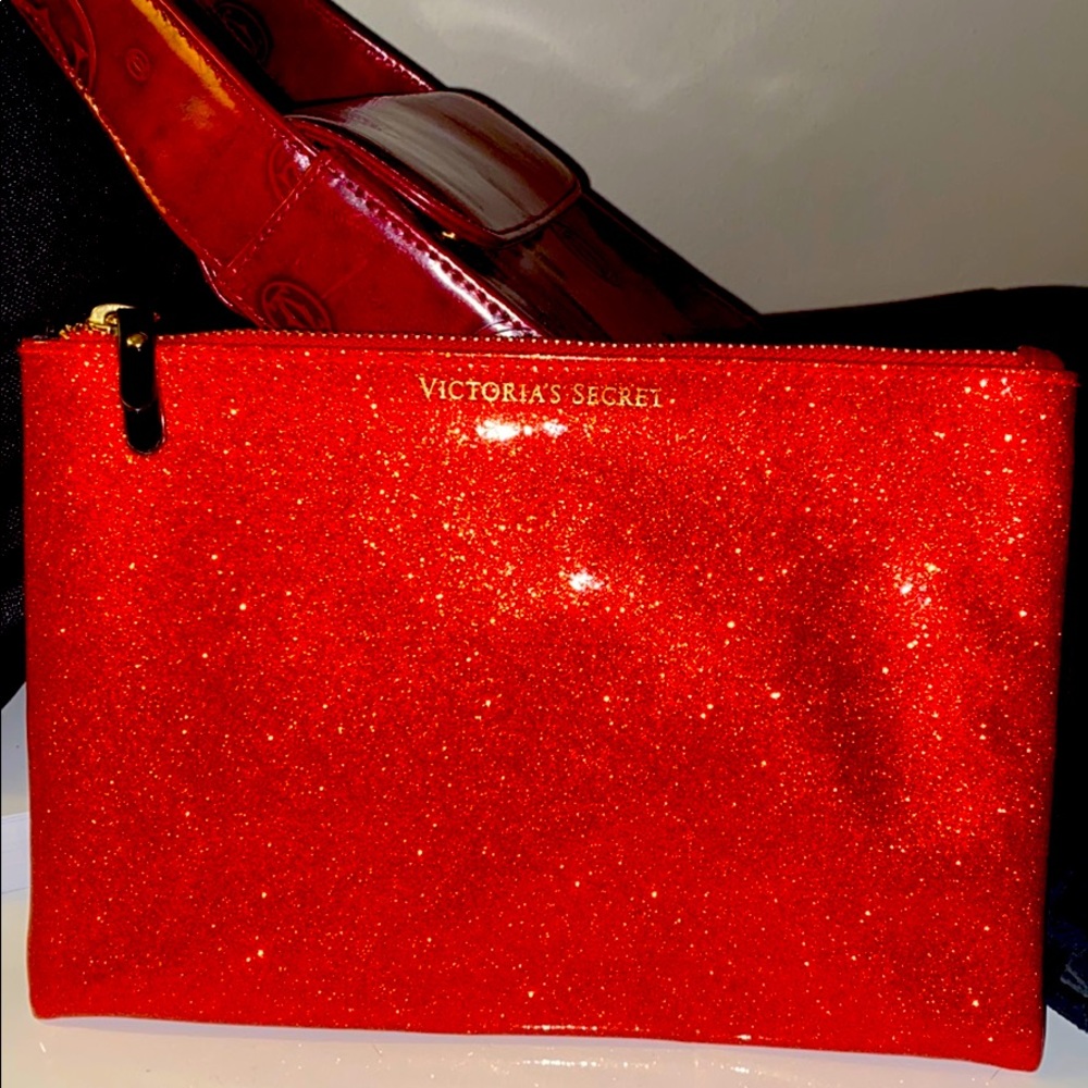 Sparkly red VS cosmetic bag